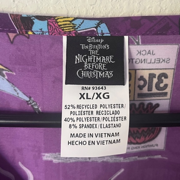 NEW Disney The Nightmare Before Christmas Halloween Multicolored Scrub Top - Picture 8 of 8